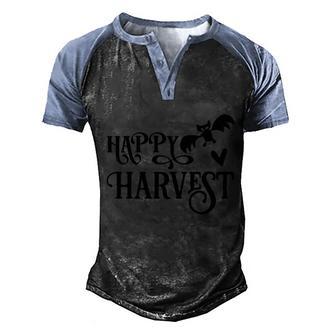 Happy Harvest Bat Halloween Quote Graphic Design Printed Casual Daily Basic Men's Henley Shirt Raglan Sleeve 3D Print T-shirt - Thegiftio UK