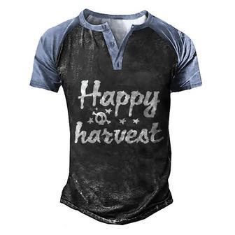 Happy Harvest Halloween Quote Graphic Design Printed Casual Daily Basic Men's Henley Shirt Raglan Sleeve 3D Print T-shirt - Thegiftio UK