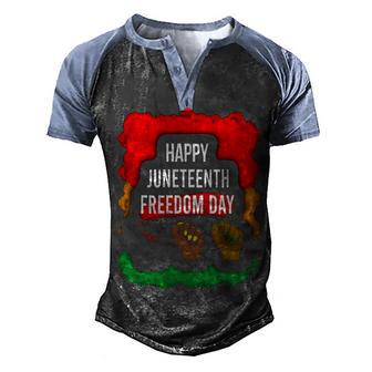 Happy Juneteenth Freedom Day Men's Henley Shirt Raglan Sleeve 3D Print T-shirt - Thegiftio UK