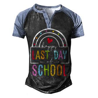Happy Last Day Of School Teacher Student Graduation Rainbow 3 Men's Henley Shirt Raglan Sleeve 3D Print T-shirt - Thegiftio UK