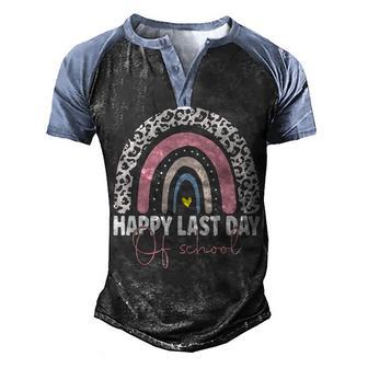 Happy Last Day Of School Teacher Student Graduation Rainbow 4 Men's Henley Shirt Raglan Sleeve 3D Print T-shirt - Thegiftio UK