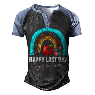 Happy Last Day Of School Teacher Student Graduation Rainbow 7 Men's Henley Shirt Raglan Sleeve 3D Print T-shirt - Thegiftio UK