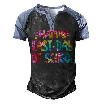 Happy Last Day Of School Teacher Student Tie Dye Graduation Men's Henley Shirt Raglan Sleeve 3D Print T-shirt - Thegiftio UK