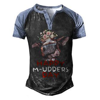 Happy M Udders Day Funny Cow Heifer Farmer Mothers Day Men's Henley Shirt Raglan Sleeve 3D Print T-shirt - Thegiftio UK