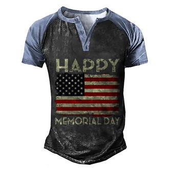 Happy Memorial Day Usa Flag American Patriotic Armed Forces Gift Graphic Design Printed Casual Daily Basic V2 Men's Henley Shirt Raglan Sleeve 3D Print T-shirt - Thegiftio UK