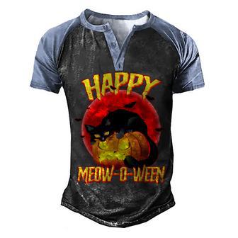 Happy Meowoween Graphic Design Printed Casual Daily Basic Men's Henley Shirt Raglan Sleeve 3D Print T-shirt - Thegiftio UK