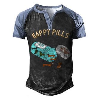 Happy Pills Dachshund Men's Henley Shirt Raglan Sleeve 3D Print T-shirt - Thegiftio UK