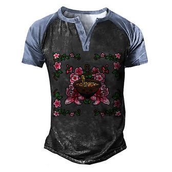 Happy Vintage Ramen Graphic Design Printed Casual Daily Basic Men's Henley Shirt Raglan Sleeve 3D Print T-shirt - Thegiftio UK