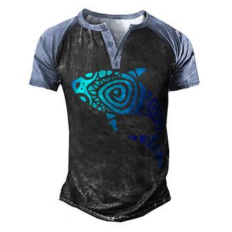 Hawaii Mano Tribal Shark V2 Men's Henley Shirt Raglan Sleeve 3D Print T-shirt - Thegiftio UK