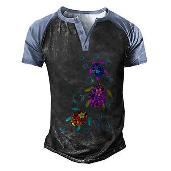 Hawaii Sea Turtle Tropical Colorful Cute Men's Henley Shirt Raglan Sleeve 3D Print T-shirt - Thegiftio UK