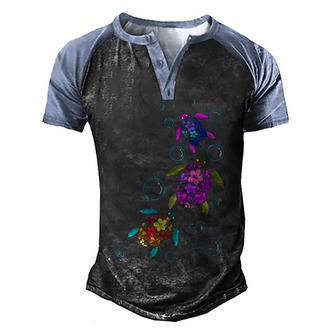 Hawaiian Sea Turtle Tropical Colors V2 Men's Henley Shirt Raglan Sleeve 3D Print T-shirt - Thegiftio UK