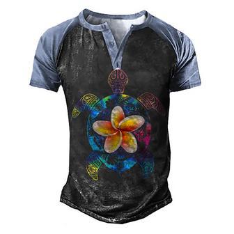 Hawaiian Tie Dye Sea Turtle Hawaii For Men And Women Men's Henley Shirt Raglan Sleeve 3D Print T-shirt - Thegiftio UK