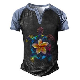 Hawaiian Tie Dye Sea Turtle Hawaii Great Gift For And Gift Men's Henley Shirt Raglan Sleeve 3D Print T-shirt - Thegiftio UK