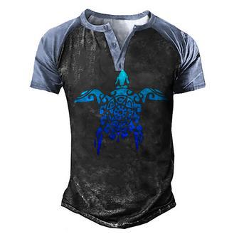 Hawaiian Tribal Sea Turtle Polynesian Tattoo Style Vacation Men's Henley Shirt Raglan Sleeve 3D Print T-shirt - Thegiftio UK