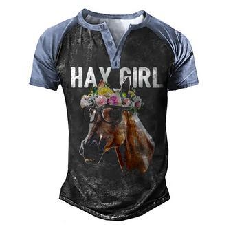 Hay Girl Floral Horse Graphic Design Printed Casual Daily Basic Men's Henley Shirt Raglan Sleeve 3D Print T-shirt - Thegiftio UK