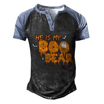 He Is My Boo Bear Graphic Design Printed Casual Daily Basic Men's Henley Shirt Raglan Sleeve 3D Print T-shirt - Thegiftio UK