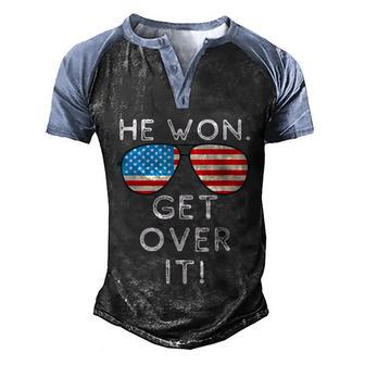 He Won Get Over It Funny Biden Harris Inauguration Graphic Design Printed Casual Daily Basic Men's Henley Shirt Raglan Sleeve 3D Print T-shirt - Thegiftio UK