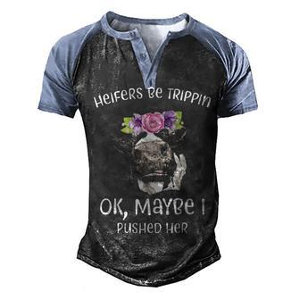 Heifer Be Trippin Men's Henley Shirt Raglan Sleeve 3D Print T-shirt - Thegiftio UK