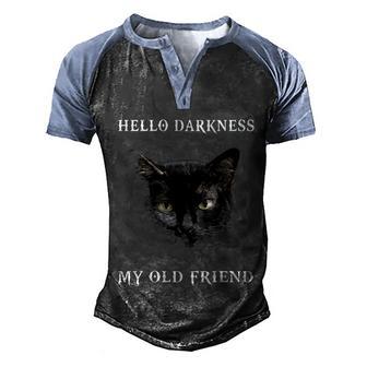 Hello Darkness My Old Friend Animals Black Cat Men's Henley Shirt Raglan Sleeve 3D Print T-shirt - Thegiftio UK