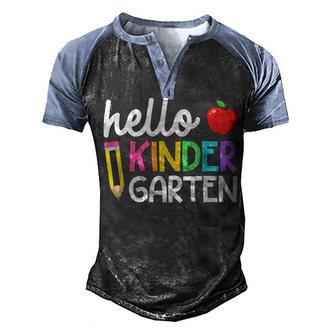 Hello Kindergarten Team Kinder Back To School Teacher Kids Graphic Design Printed Casual Daily Basic Men's Henley Shirt Raglan Sleeve 3D Print T-shirt - Thegiftio UK