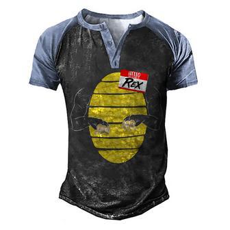 Hello My Name Is Rex T-Rex Halloween Graphic Design Printed Casual Daily Basic Men's Henley Shirt Raglan Sleeve 3D Print T-shirt - Thegiftio UK