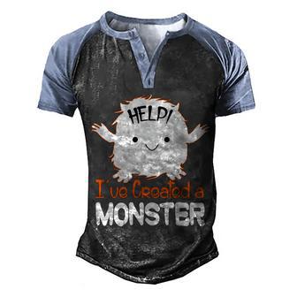 Help Ive Created A Monster Funny Halloween Graphic Design Printed Casual Daily Basic Men's Henley Shirt Raglan Sleeve 3D Print T-shirt - Thegiftio UK