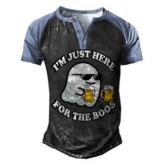 Here For The Boos Funny Halloween Party Graphic Design Printed Casual Daily Basic Men's Henley Shirt Raglan Sleeve 3D Print T-shirt - Thegiftio UK