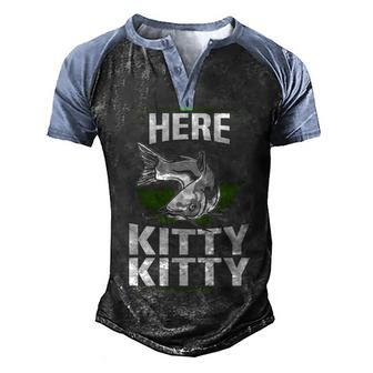 Here Kittty Men's Henley Shirt Raglan Sleeve 3D Print T-shirt - Seseable
