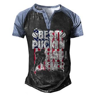 Hockey Best Puckin Grandpa Ever Men's Henley Shirt Raglan Sleeve 3D Print T-shirt - Thegiftio UK