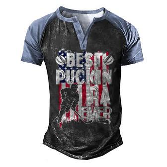 Hockey Best Puckin Pa Ever Men's Henley Shirt Raglan Sleeve 3D Print T-shirt - Thegiftio UK
