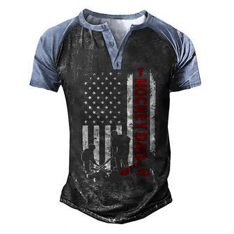 Hockey Dad American Flag Father Gift Back Design Men's Henley Shirt Raglan Sleeve 3D Print T-shirt - Thegiftio UK