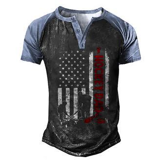 Hockey Dad American Flag Father Gift Men's Henley Shirt Raglan Sleeve 3D Print T-shirt - Thegiftio UK