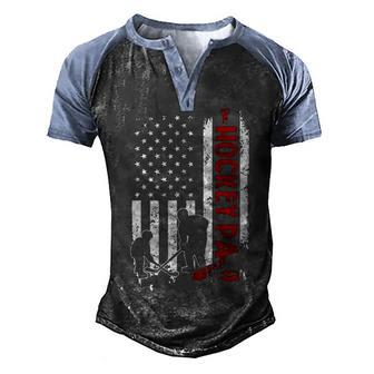 Hockey Pa American Flag Father Gift V2 Men's Henley Shirt Raglan Sleeve 3D Print T-shirt - Thegiftio UK