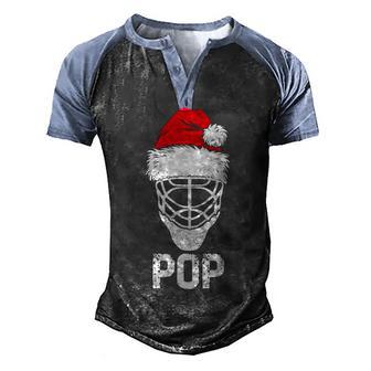 Hockey Pop Santa Christmas Family Xmas Gifts Men's Henley Shirt Raglan Sleeve 3D Print T-shirt - Thegiftio UK