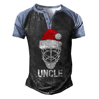 Hockey Uncle Santa Christmas Family Xmas Gifts Men's Henley Shirt Raglan Sleeve 3D Print T-shirt - Thegiftio UK