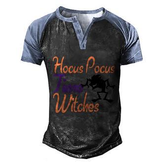 Hocus Pocus Time Witches Halloween Quote Graphic Design Printed Casual Daily Basic Men's Henley Shirt Raglan Sleeve 3D Print T-shirt - Thegiftio UK
