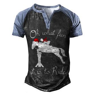 Holiday Horse Riding Oh What Fun Graphic Design Printed Casual Daily Basic Men's Henley Shirt Raglan Sleeve 3D Print T-shirt - Thegiftio UK