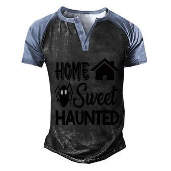 Home Sweet Haunted Halloween Quote Graphic Design Printed Casual Daily Basic Men's Henley Shirt Raglan Sleeve 3D Print T-shirt - Thegiftio UK