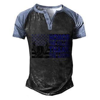 Honor The Fallen Thank Living Veteran Military Memorial Day Cute Gift Graphic Design Printed Casual Daily Basic Men's Henley Shirt Raglan Sleeve 3D Print T-shirt - Thegiftio UK