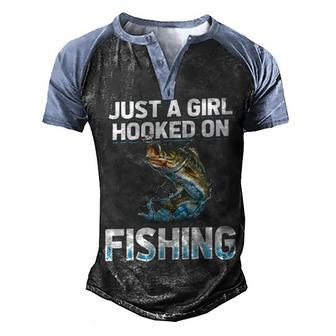 Hooked On Fishing Men's Henley Shirt Raglan Sleeve 3D Print T-shirt - Seseable