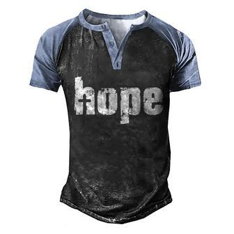 Hope Cross Christianity Graphic Design Printed Casual Daily Basic Men's Henley Shirt Raglan Sleeve 3D Print T-shirt - Thegiftio