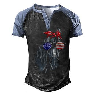Horse 4Th Of July Women Horse Graphic American Flag Graphic Design Printed Casual Daily Basic Men's Henley Shirt Raglan Sleeve 3D Print T-shirt - Thegiftio UK