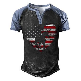 Horse American Flag Heart 4Th Of July Usa Patriotic Pride Graphic Design Printed Casual Daily Basic Men's Henley Shirt Raglan Sleeve 3D Print T-shirt - Thegiftio UK
