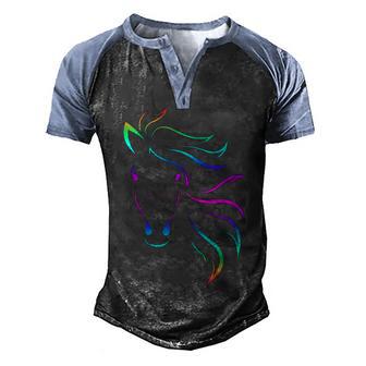Horse Riding Equestrian Colorful Graphic Design Printed Casual Daily Basic Men's Henley Shirt Raglan Sleeve 3D Print T-shirt - Thegiftio UK