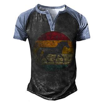 Horse Riding Love Equestrian Girl Vintage Distressed Retro Men's Henley Shirt Raglan Sleeve 3D Print T-shirt - Thegiftio UK