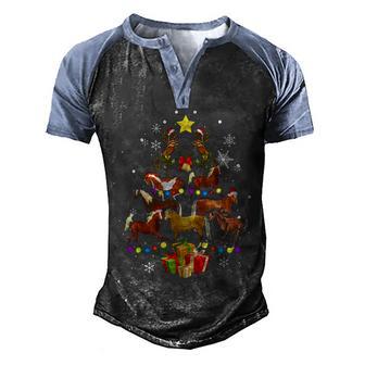 Horse Tree Christmas Men's Henley Shirt Raglan Sleeve 3D Print T-shirt - Thegiftio UK