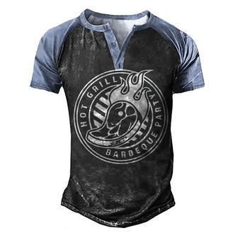 Hot Grill Bbq Party Classic T Men's Henley Shirt Raglan Sleeve 3D Print T-shirt - Thegiftio UK
