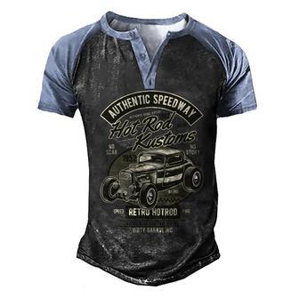 Hot Rod Kustoms Speedway Graphic Design Printed Casual Daily Basic Men's Henley Shirt Raglan Sleeve 3D Print T-shirt - Thegiftio UK