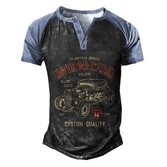 Hot Rod Rebel Graphic Design Printed Casual Daily Basic Men's Henley Shirt Raglan Sleeve 3D Print T-shirt - Thegiftio UK