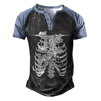 Human Skeleton Spine Cats Graphic Design Printed Casual Daily Basic Men's Henley Shirt Raglan Sleeve 3D Print T-shirt - Thegiftio UK